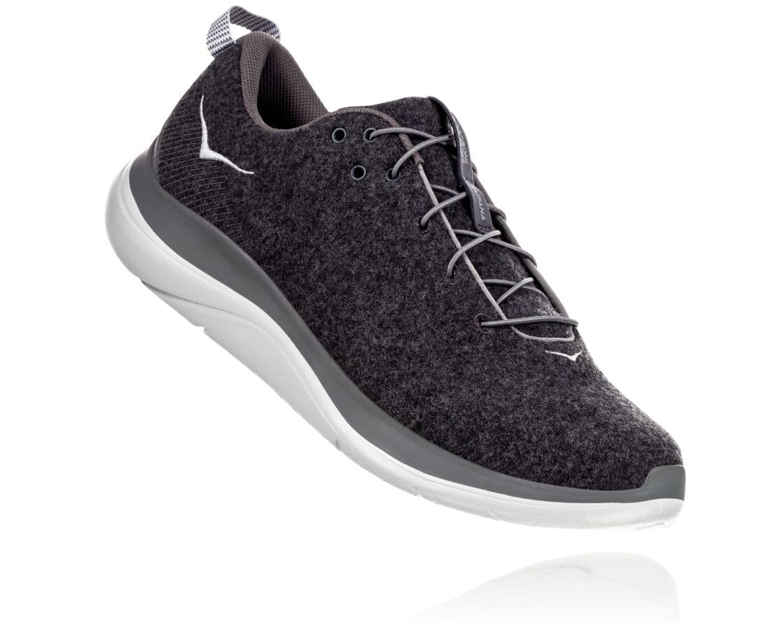 Hoka One One Hupana Flow Wool South Africa - Mens Wide Running Shoes - Dark Grey / Grey,TRGHW-1984